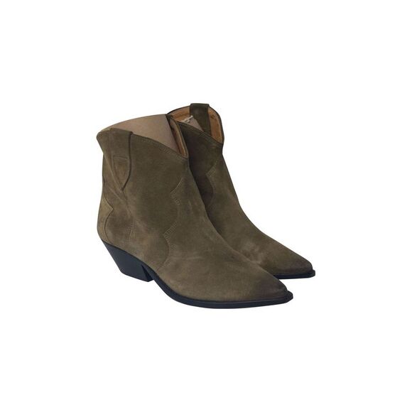 Isabel Marant Dewina Cowboy Boots in Olive Suede - Picture 3 of 7